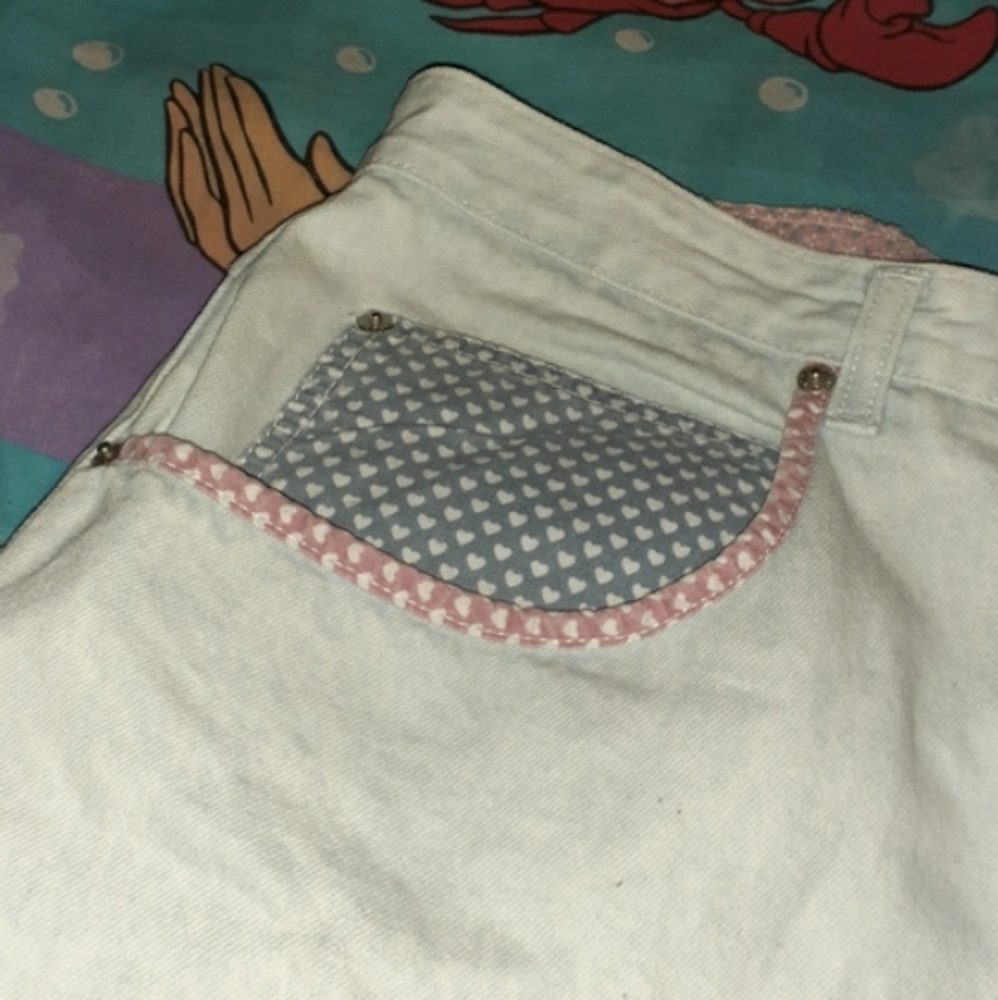 80s Steffano International Denim Patchwork Shorts - image 4